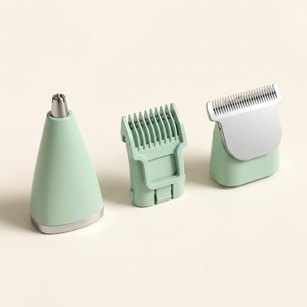 4-in-1 Cordless Grooming Kit attachment heads detail