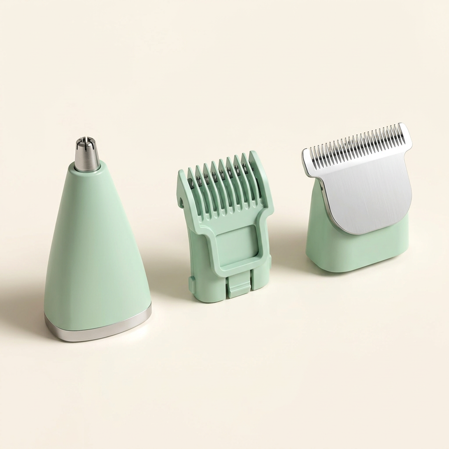 4-in-1 Cordless Grooming Kit attachment heads detail