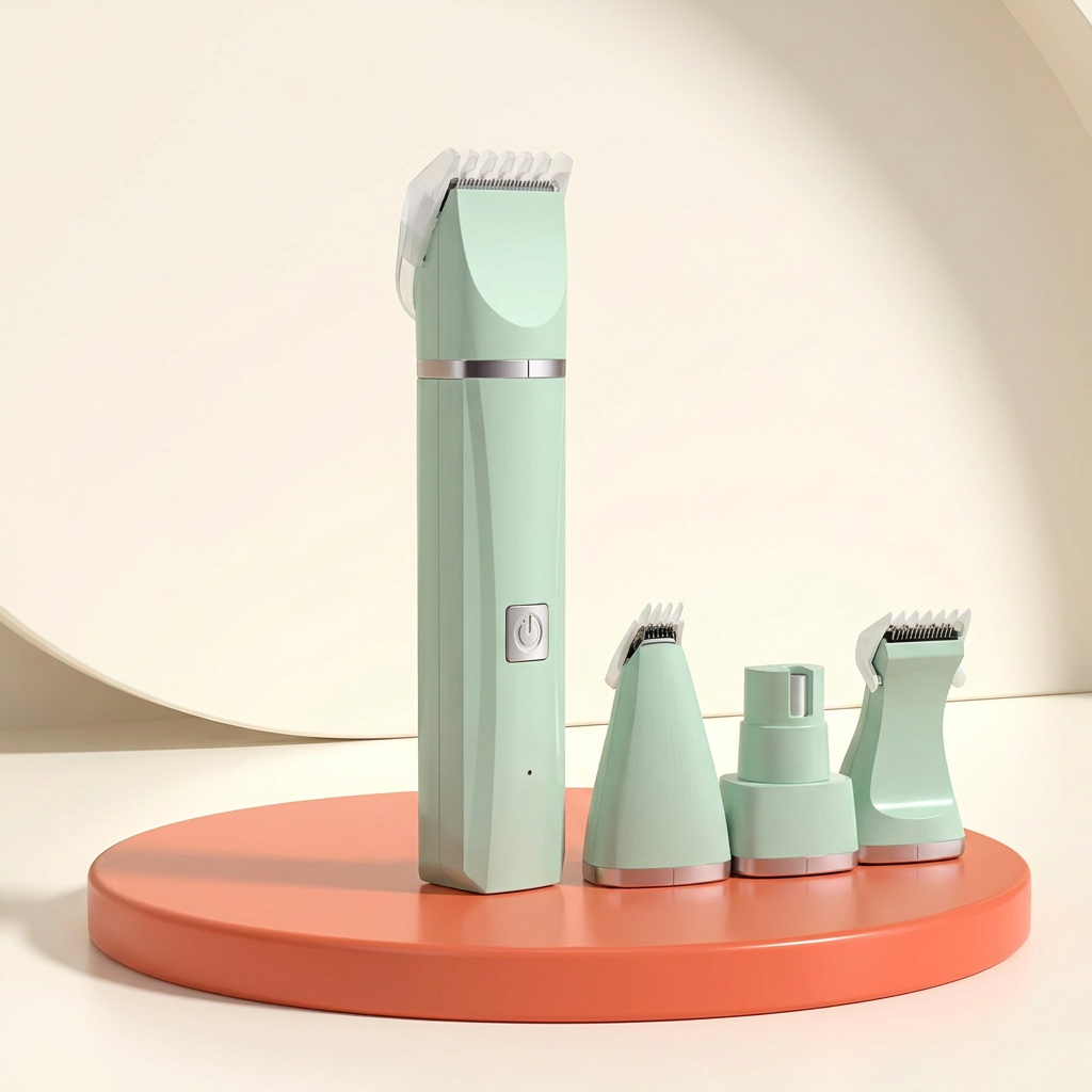 4-in-1 Cordless Grooming Kit on coral orange surface