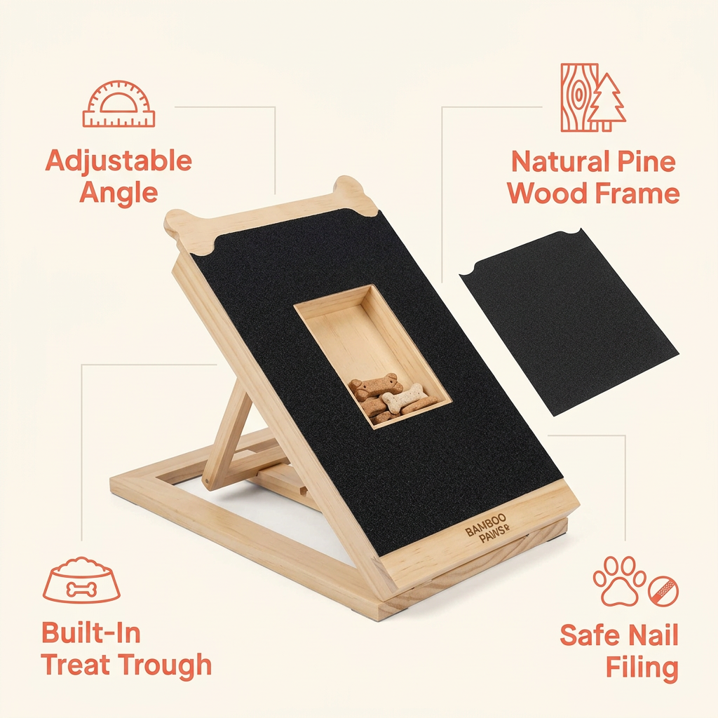 Bamboo Nail Scratch Board key features callout graphic