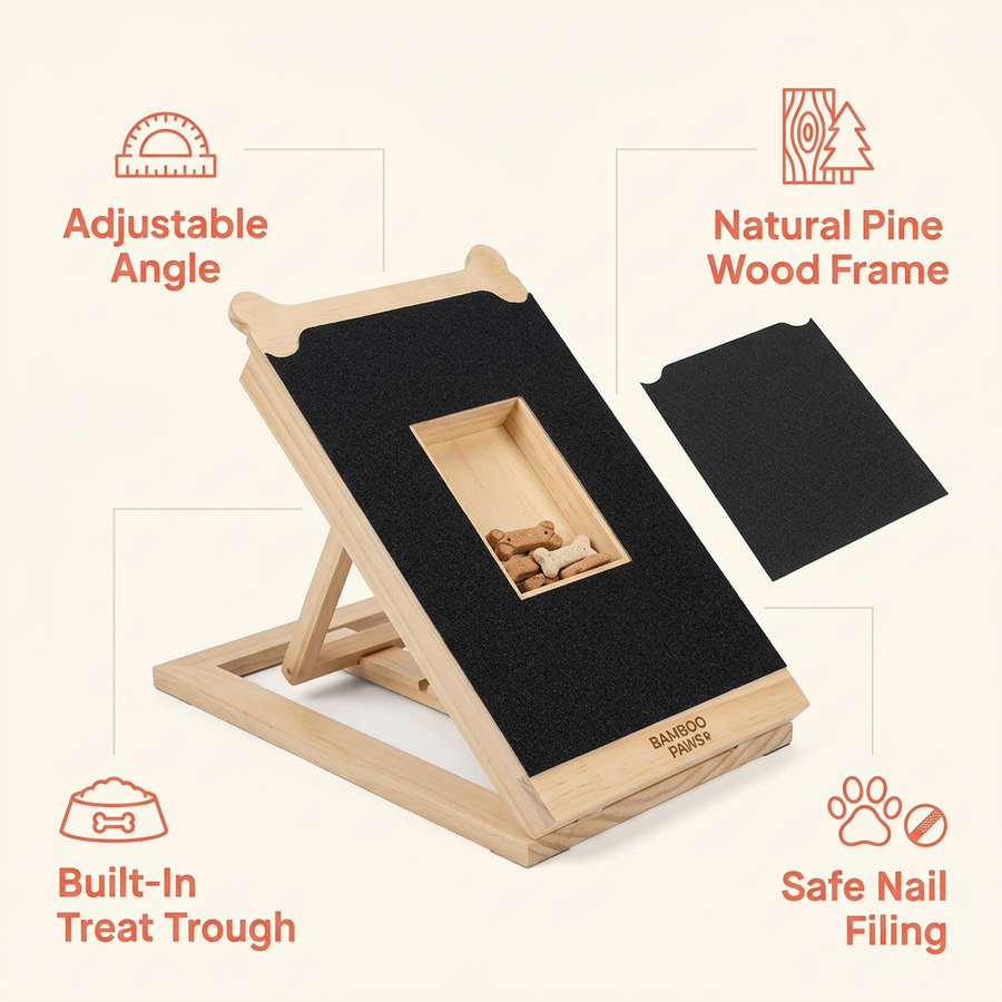 Bamboo Nail Scratch Board key features callout graphic