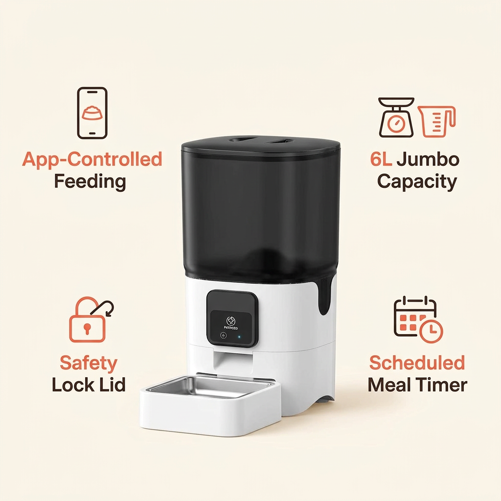 WiFi Automatic Dog Feeder key features callout graphic