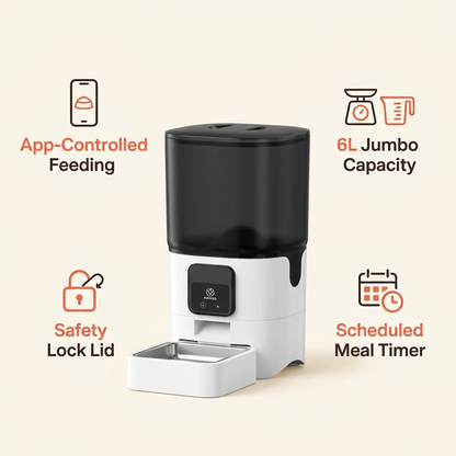 WiFi Automatic Dog Feeder key features callout graphic