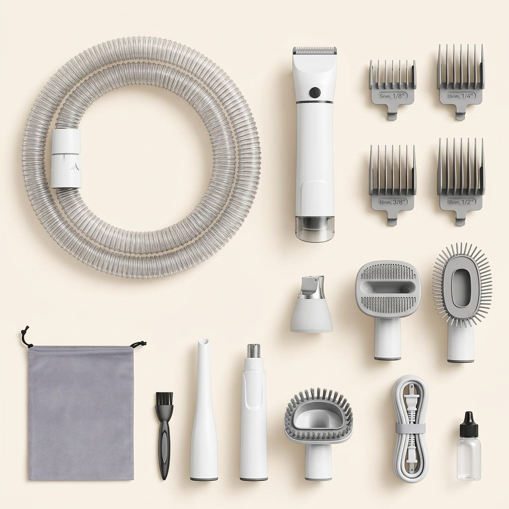 7-in-1 Grooming Vacuum Kit accessories flat-lay