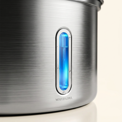 Stainless Steel Cat Water Fountain steel surface and LED indicator close-up