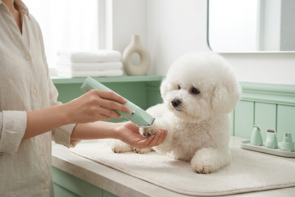 Person grooming dog with 4-in-1 Cordless Grooming Kit