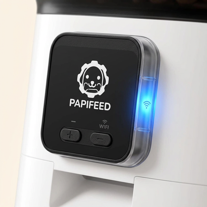 WiFi Automatic Dog Feeder control panel and WiFi detail close-up