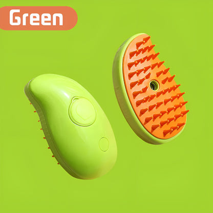 Green pet steam brush, front and bristle side