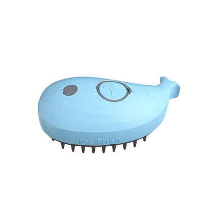 Blue whale-shaped pet steam brush